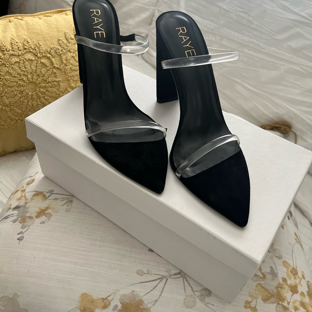 RAYE Black and Clear Sandals